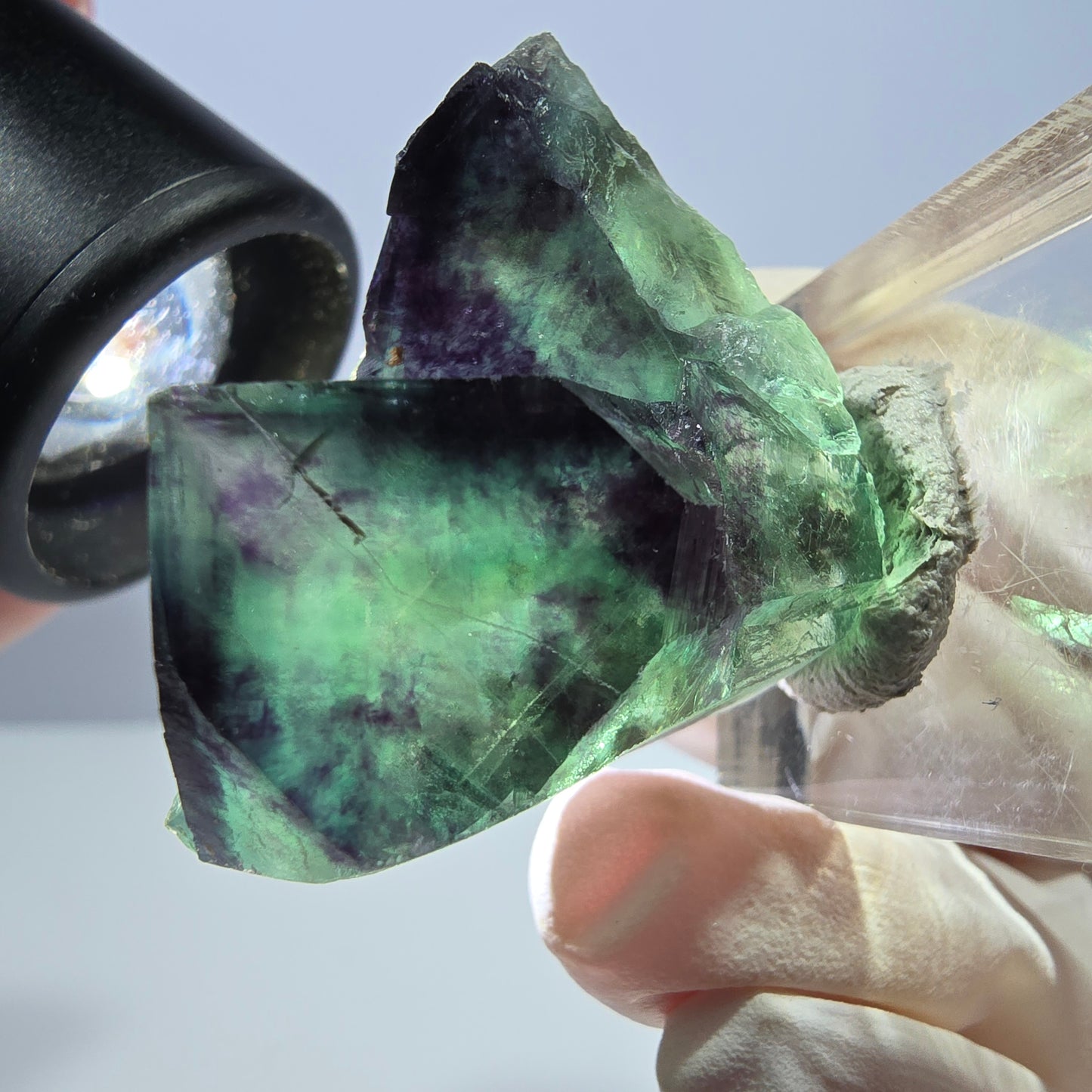 Phantom Fluorit Würfel Stufe, grün lila Okorusu, Namibia 34*32*20mm
