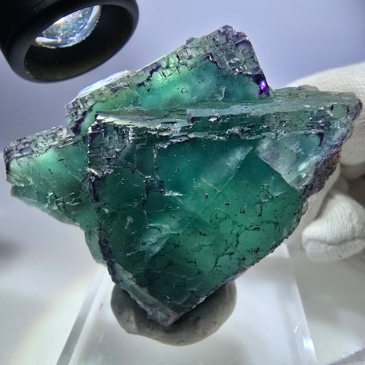 Spécimen de cube de fluorite fantôme parqueté zonal Okorusu, Namibie 65*53*28mm