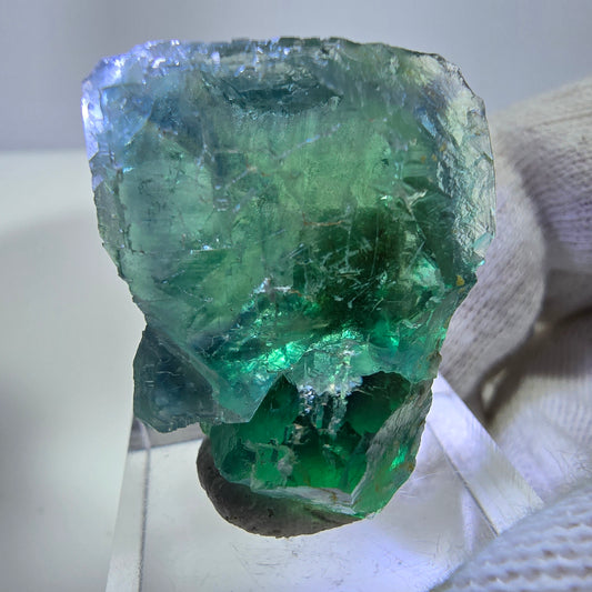 Spécimen de cube de fluorite fantôme, parqueté, vert turquoise Okorusu, Namibie 29*24*19mm