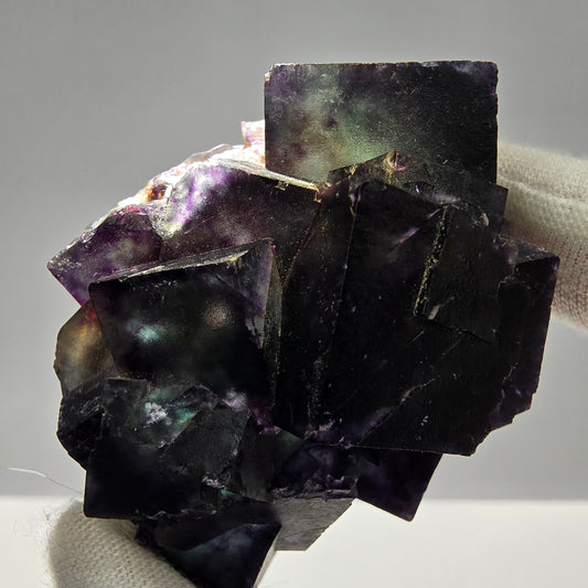 Rare Phantom Fluorite cube niveau violet vert jaune Okorusu, Namibie 55*46*33mm