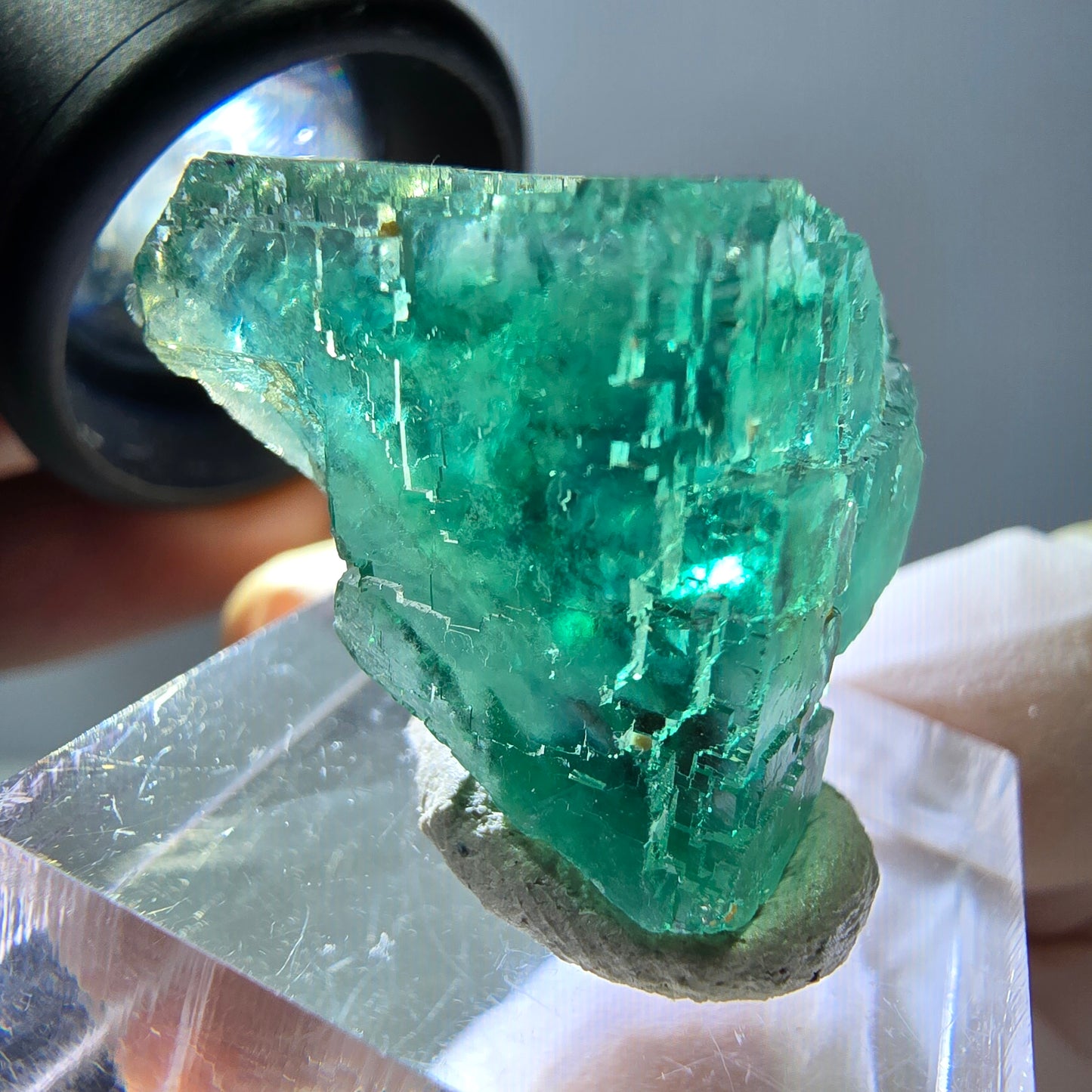 Klarer Phantom Fluorit Würfel parkettiert, grün Okorusu, Namibia 23*20*20mm