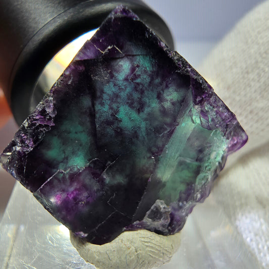 Rare cube de fluorite fantôme, vert violet zonal Okorusu, Namibie 29*24*20 mm