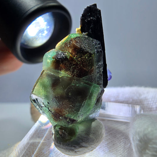 Phantom Fluorit Würfel Muskovit Schörl Turmalin Stufe Erongo, Namibia 32*24*18mm