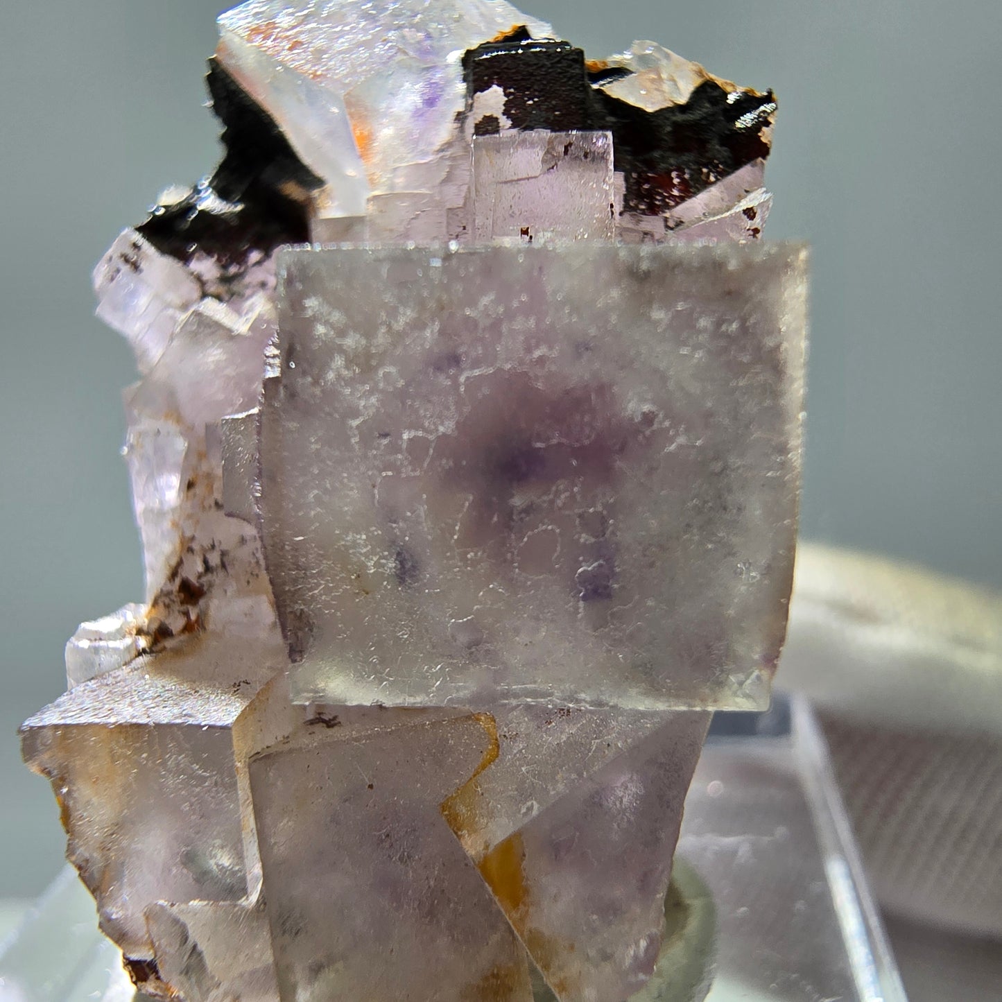 Seltene UV Phantom Fluorit Würfel Stufe lila grün Brandberg, Namibia 29*20*19mm