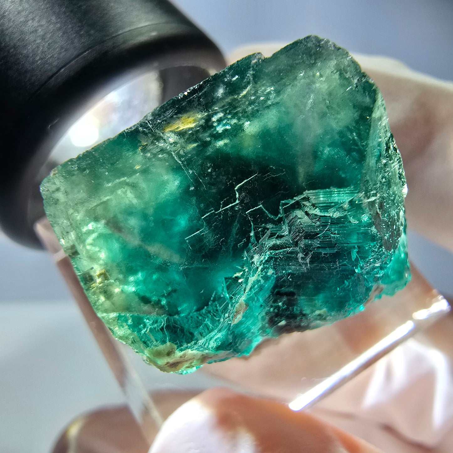 Klarer Phantom Fluorit Würfel parkettiert, grün Okorusu, Namibia 23*20*16mm
