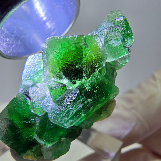 Phantom Fluorit Würfel, Muskovit Stufe Erongo, Namibia 36*19*16mm