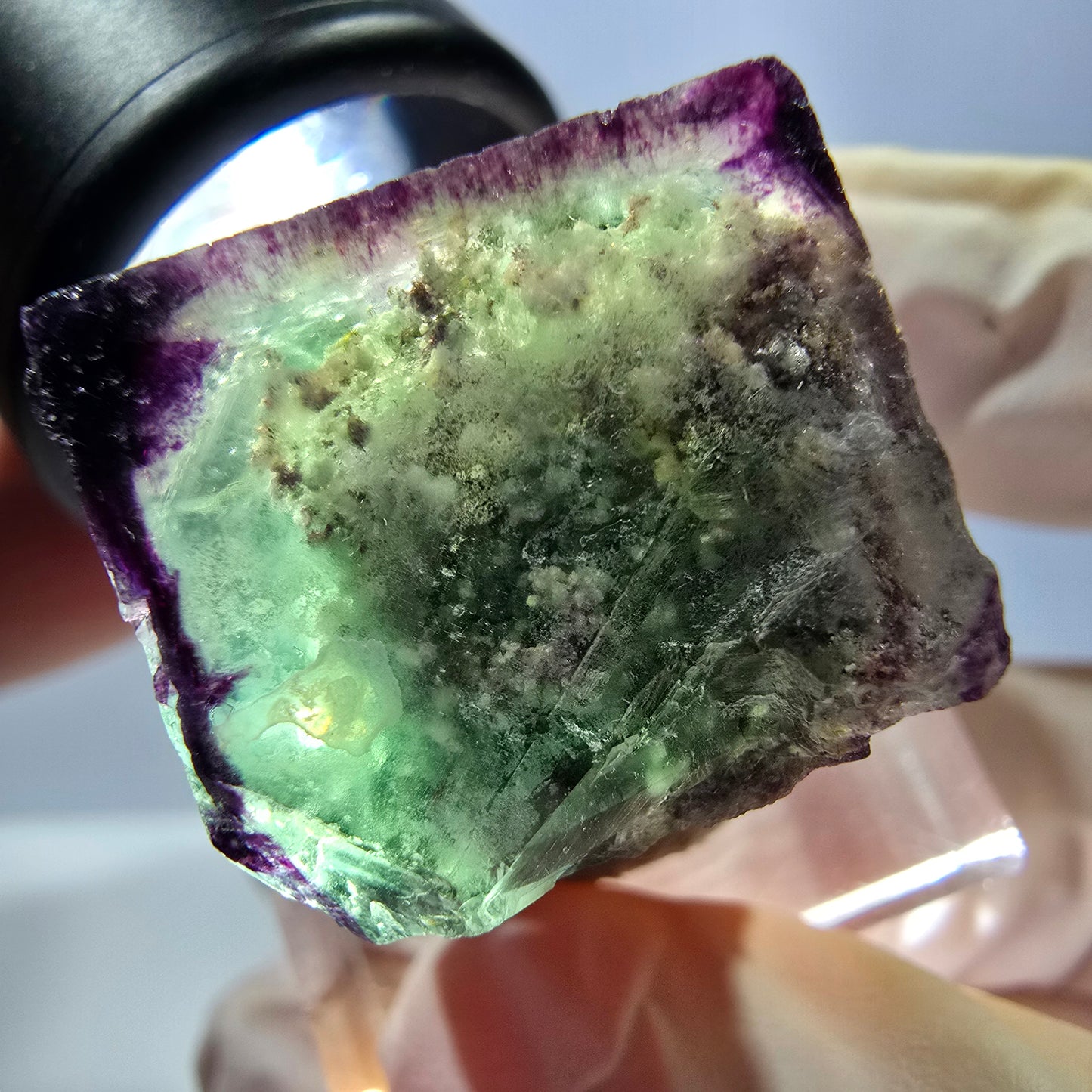 Phantom Fluorit Würfel parkettiert, zonal, grün lila Okorusu, Namibia 21*20*18mm