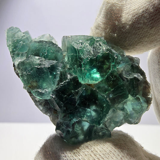 Seltene Phantom Fluorit Würfel Stufe parkettiert grün Okorusu Namibia 62*39*19mm