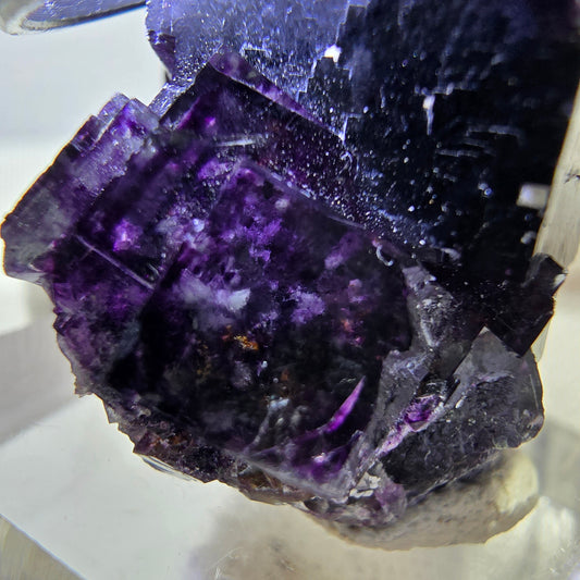 Spécimen rare de cube de fluorite fantôme zonal vert violet Okorusu, Namibie 28*28*25mm