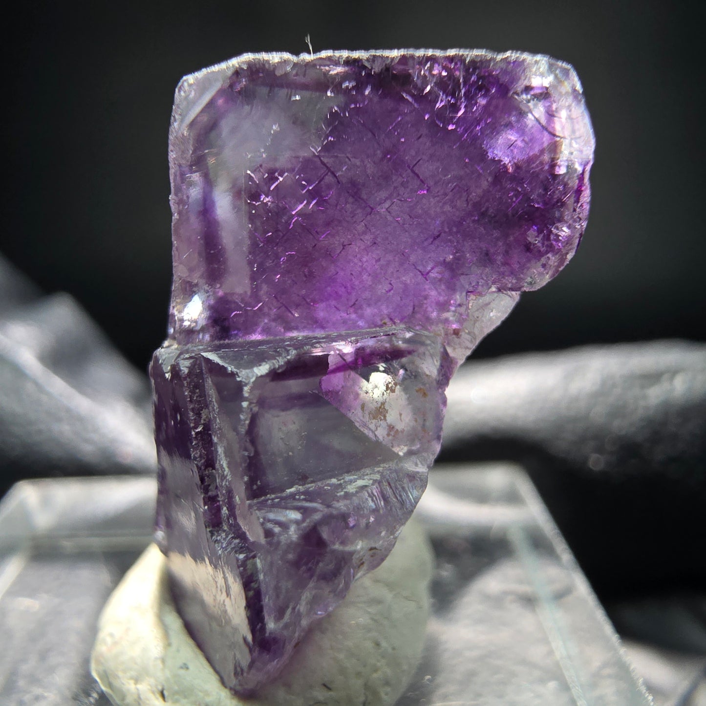 Seltene zonare Phantom Fluorit Würfel Stufe lila grün Okorusu Namibia 25*19*12mm