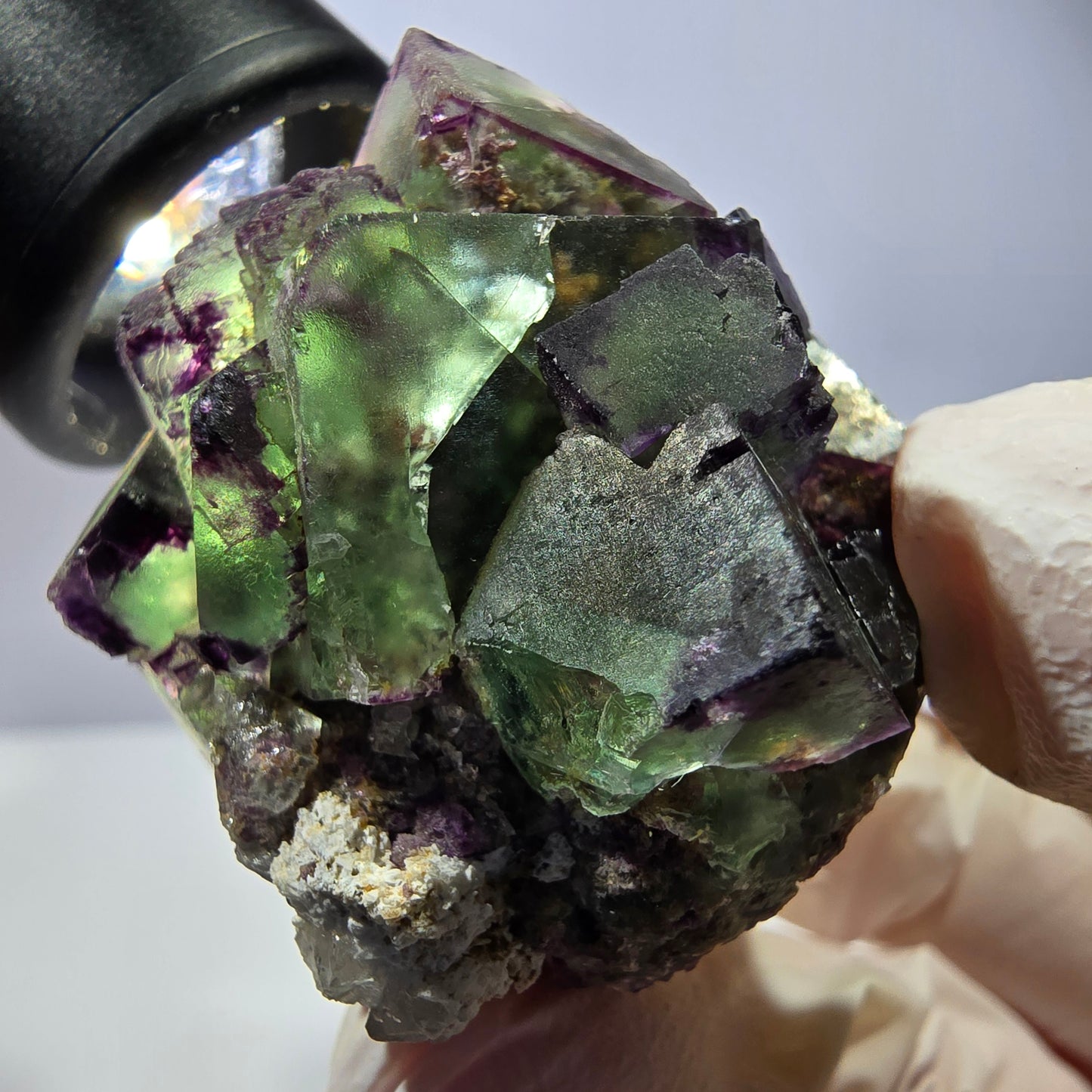Spécimen de cube de fluorite fantôme, parqueté, zonal Okorusu, Namibie 54 x 39 x 38 mm
