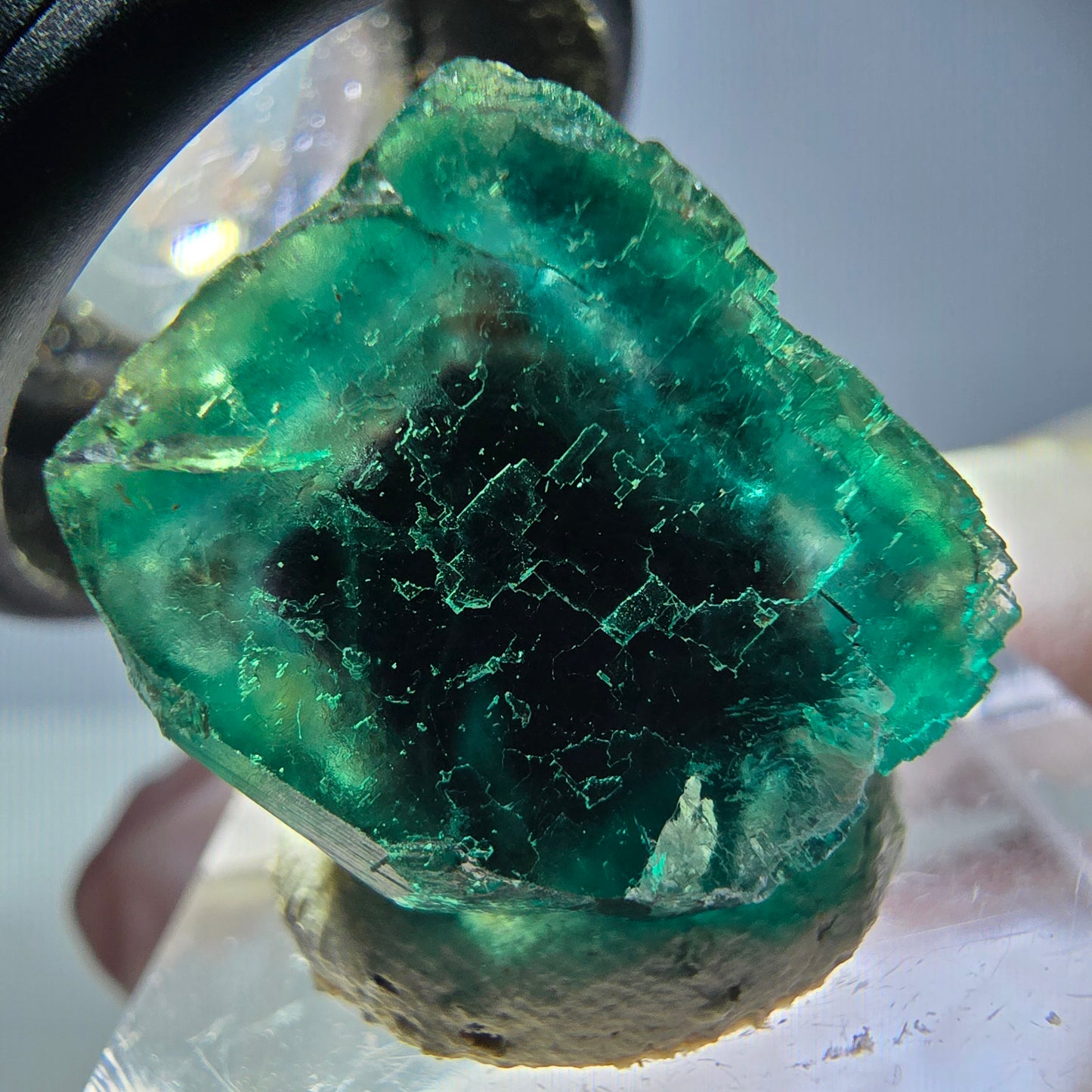 Klarer Phantom Fluorit Würfel parkettiert, grün Okorusu, Namibia 17*15*12mm