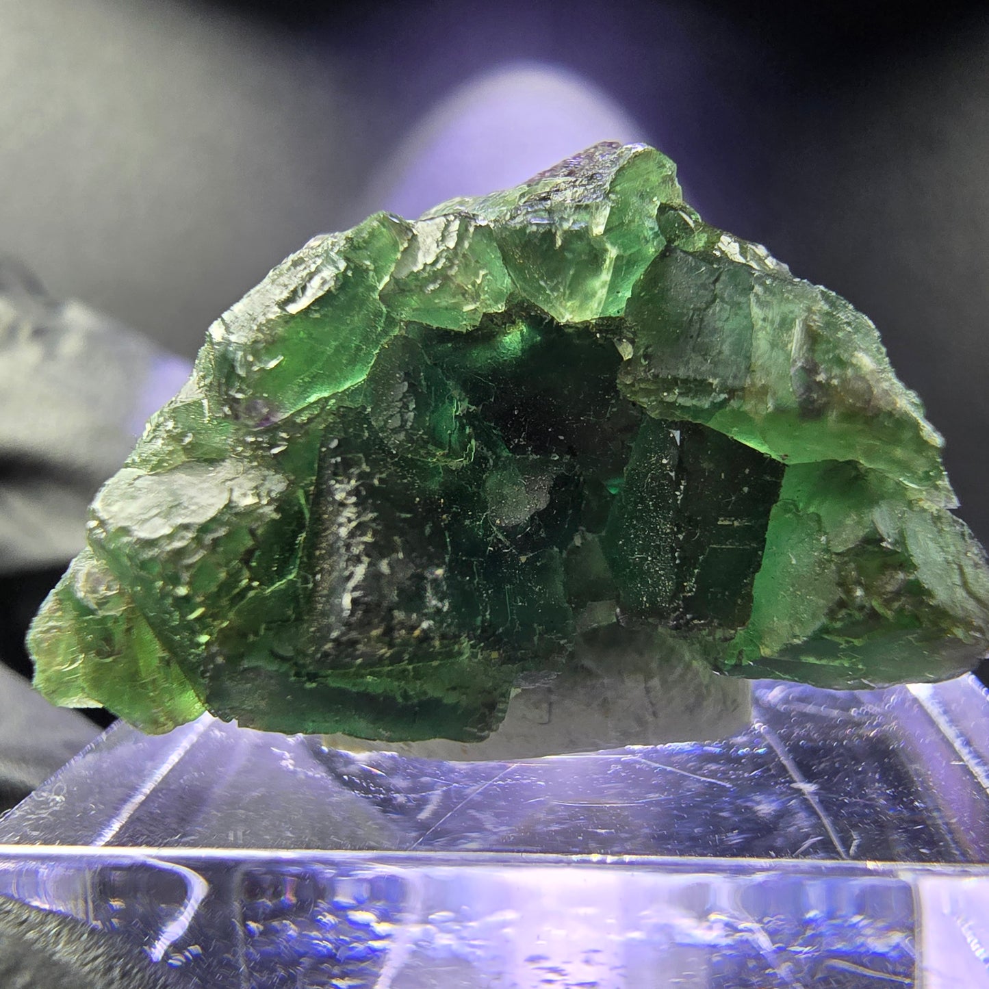 Seltene Fluorit Würfel Stufe grün lila 26*15*11mm Okorusu, Namibia Sammlung
