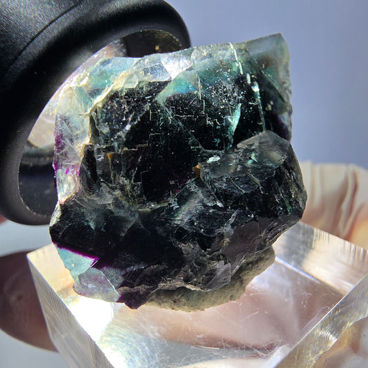 Phantom Fluorit Würfel Stufe, parkettiert grün lila Okorusu, Namibia 35*22*15mm