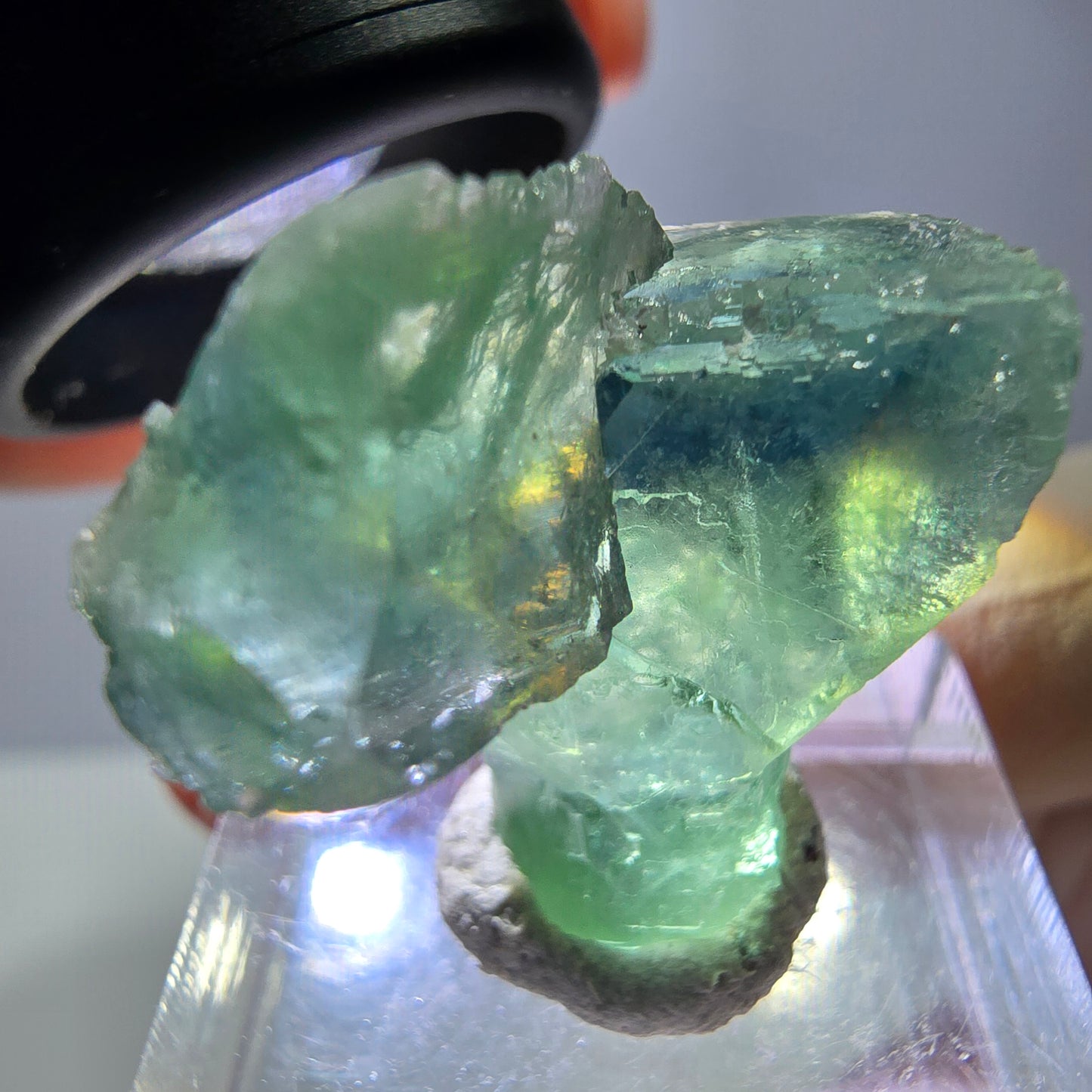 Phantom Fluorit Würfel Stufe, grün parkettiert Okorusu, Namibia 24*23*13mm