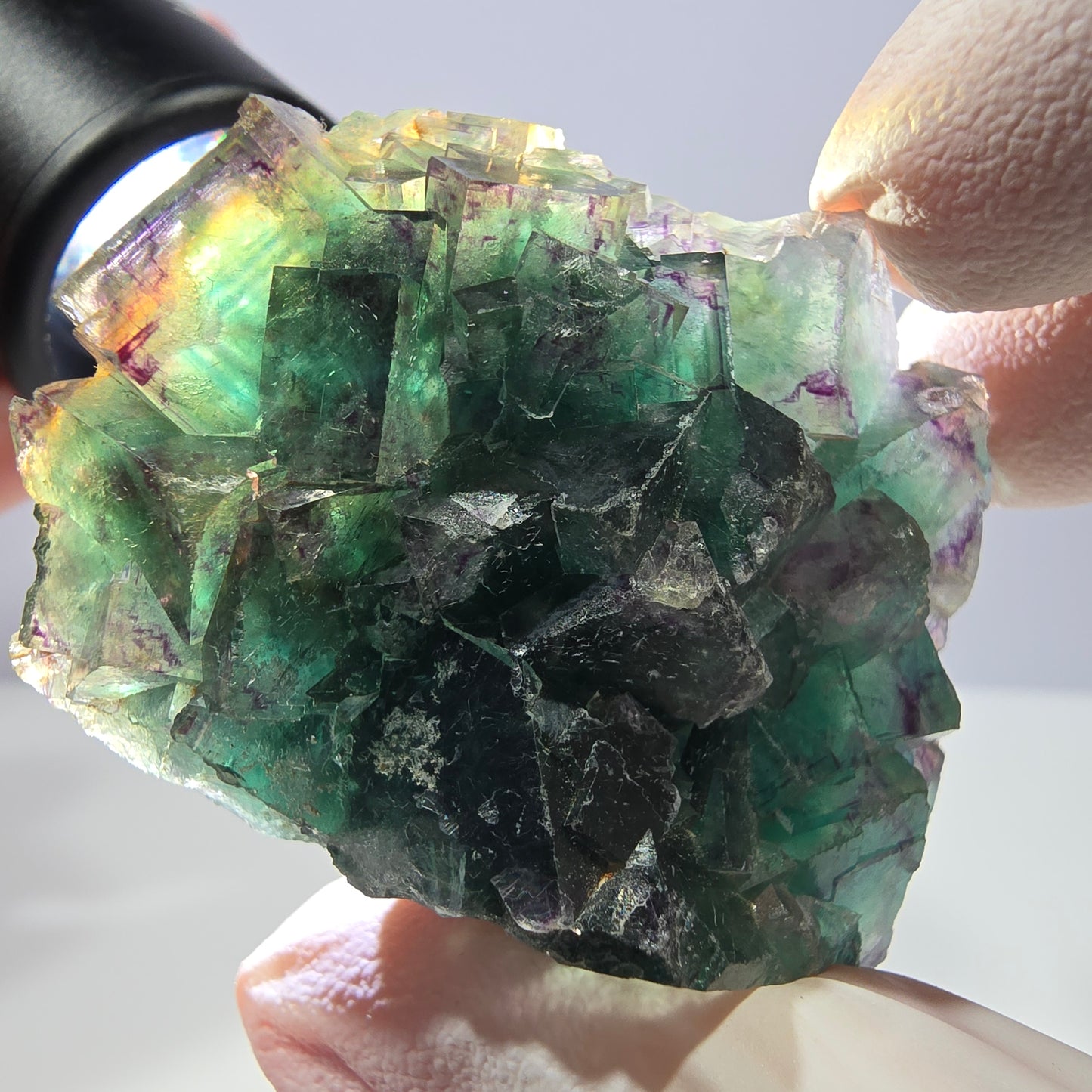 Phantom Fluorite Cube Specimen, parquetted green purple Okorusu, Namibia 53*38*21mm