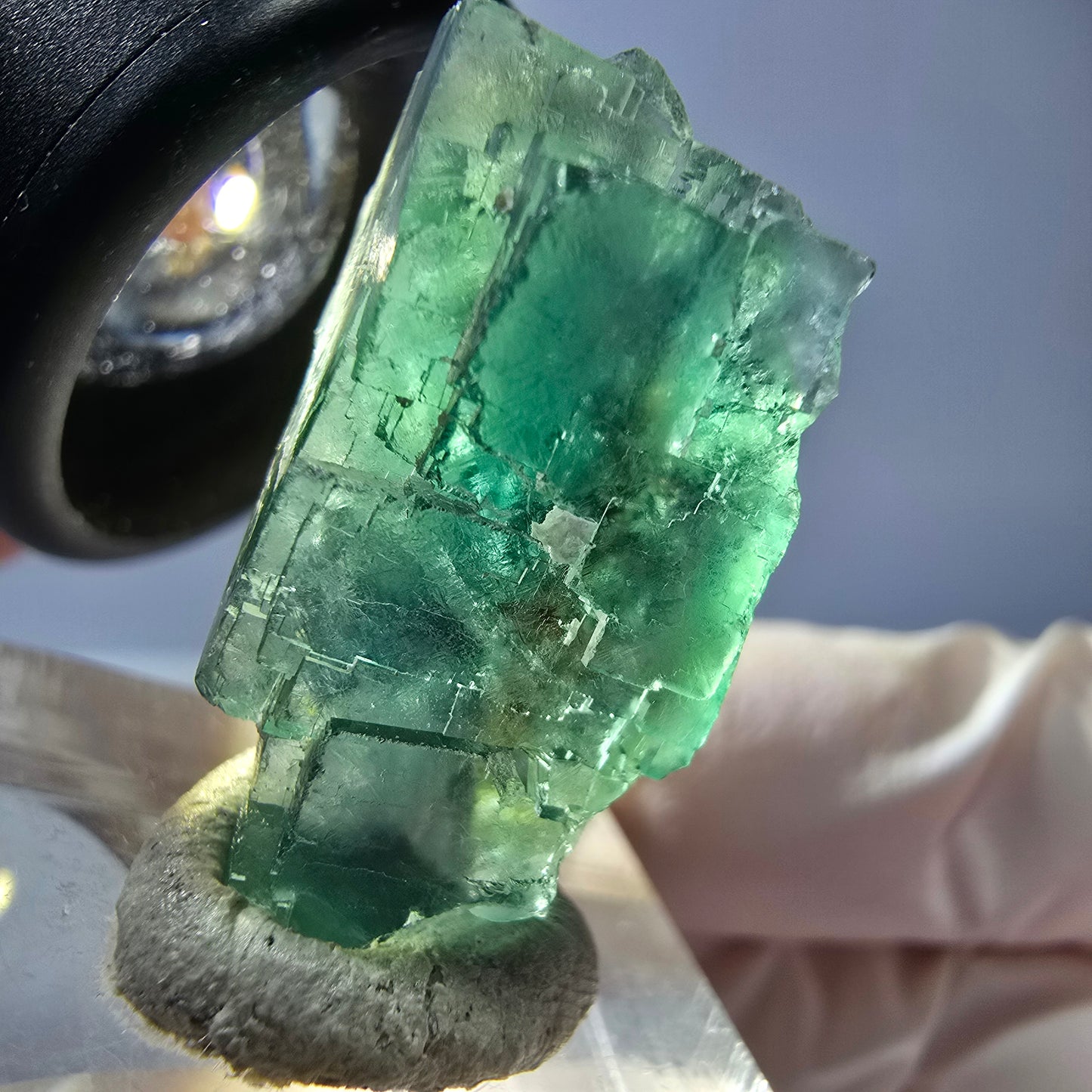 Klarer Phantom Fluorit Würfel parkettiert, grün Okorusu, Namibia 26*19*16mm