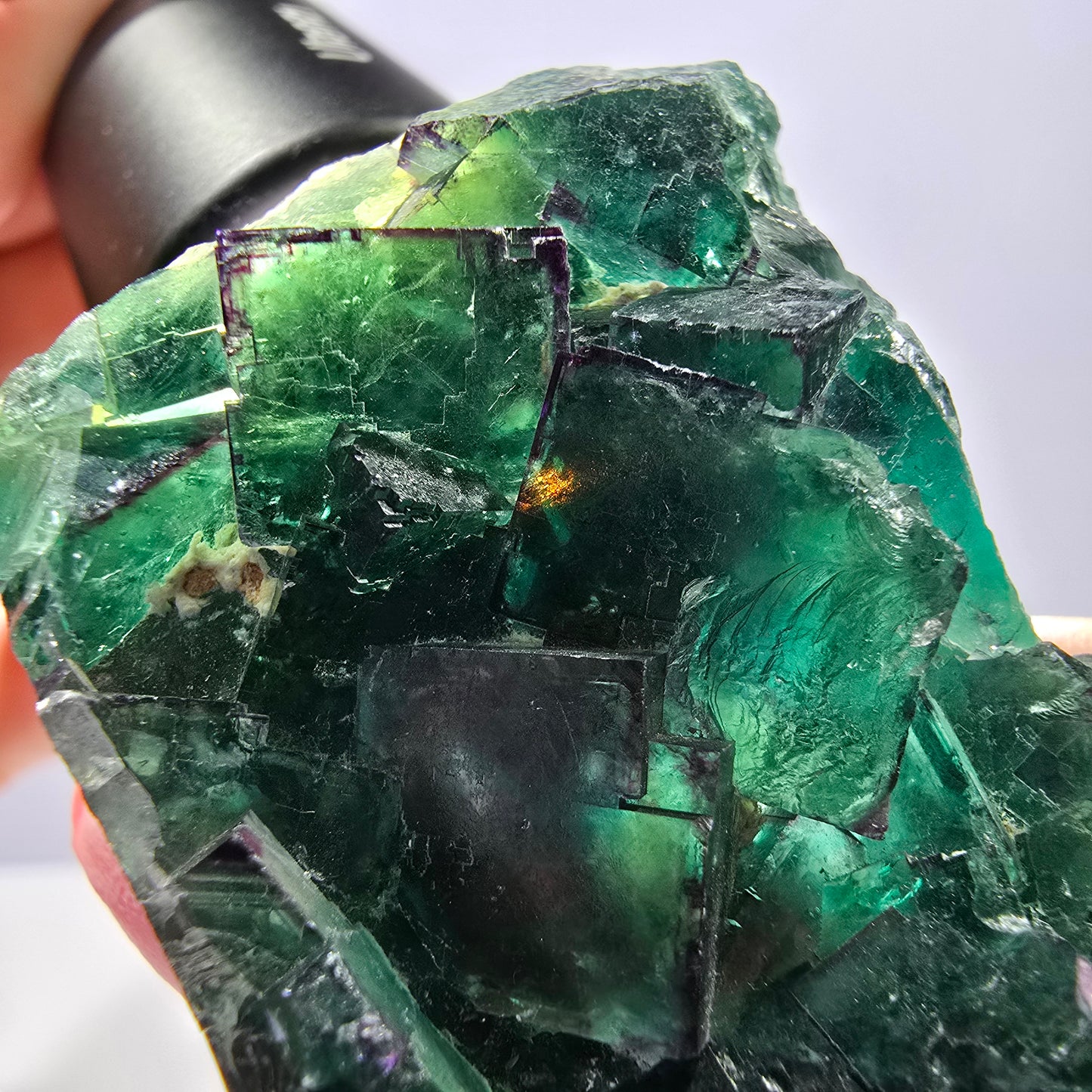 Cube de fluorite fantôme vert étagé, Okorusu, Namibie, 80 x 36 x 20 mm