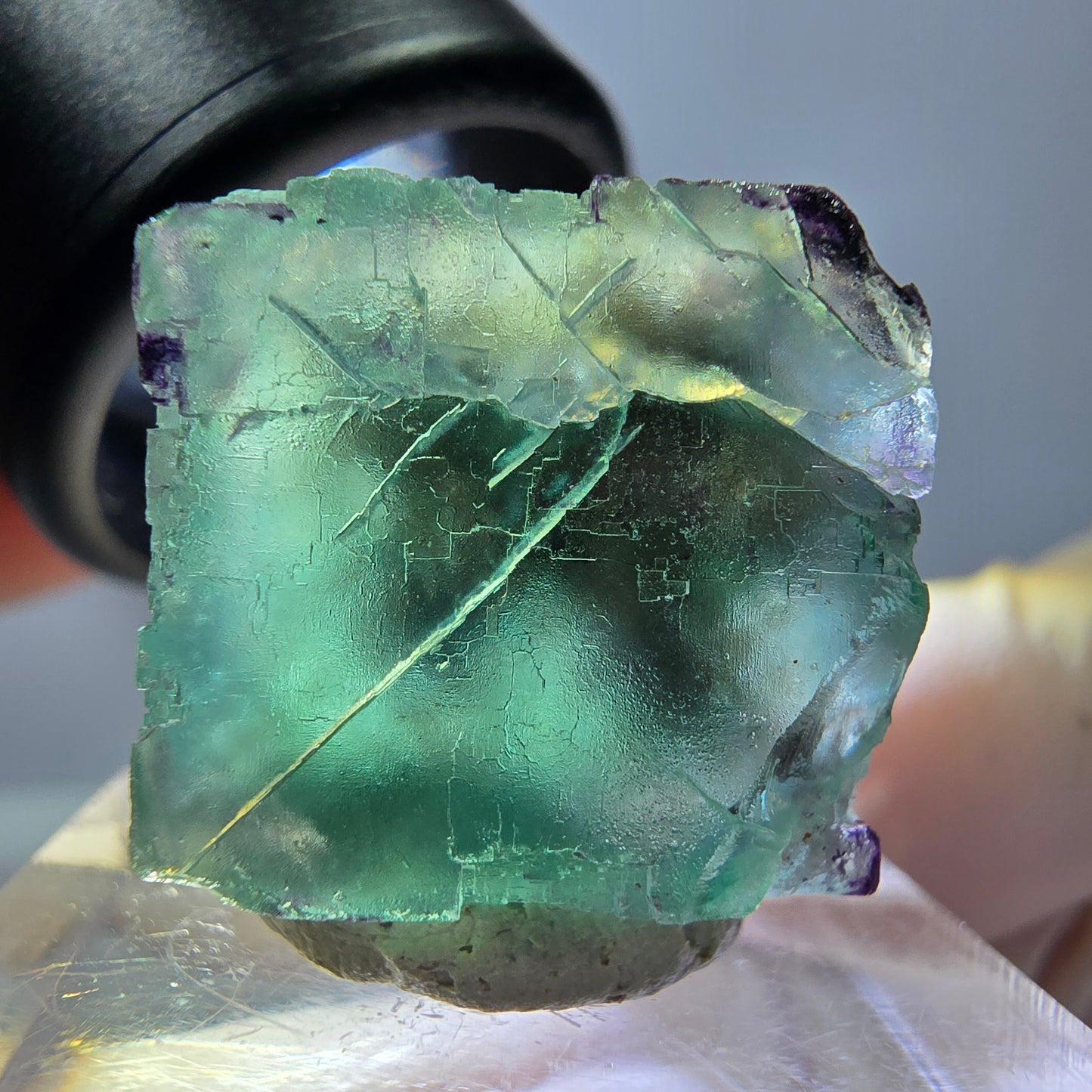 Phantom Fluorit Würfel parkettiert, zonal, grün lila Okorusu, Namibia 18*17*15mm