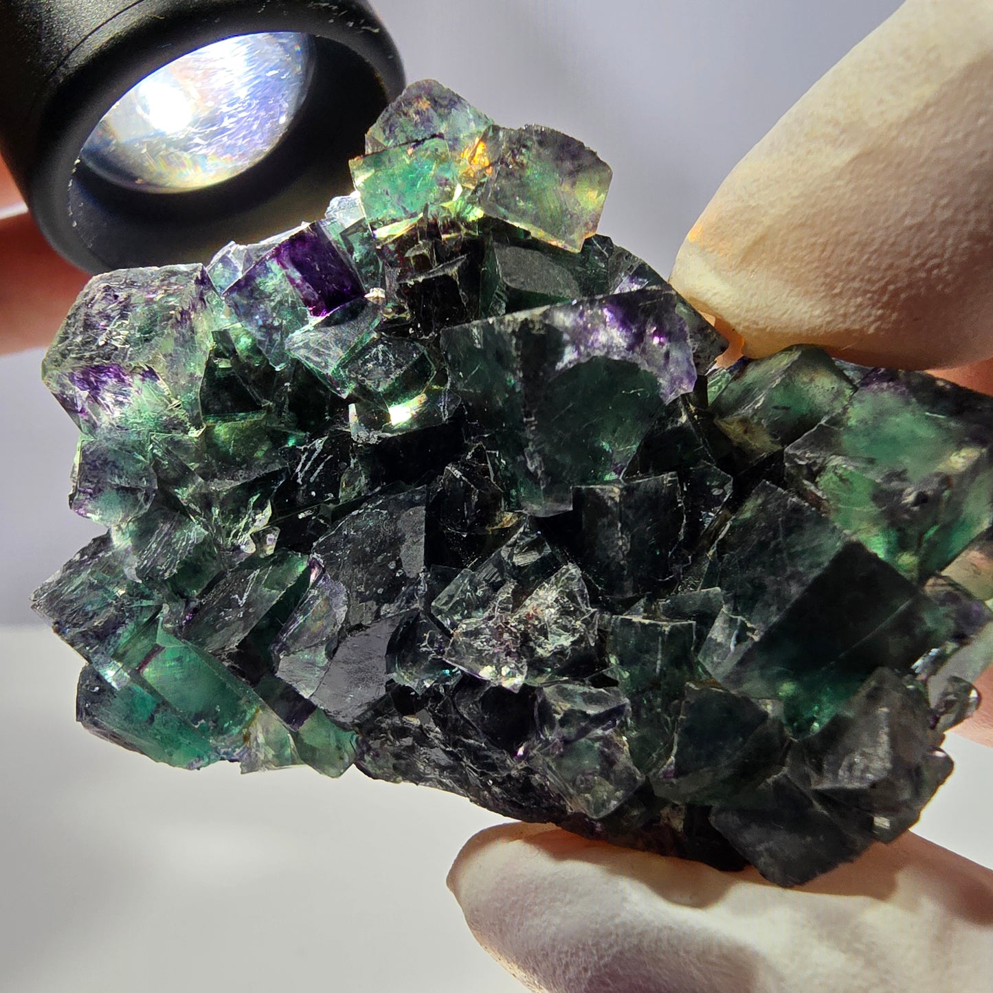 Phantom Fluorite Cube Specimen, parquetted green purple Okorusu, Namibia 52*41*18mm