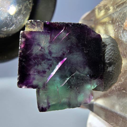 Phantom Fluorit Würfel parkettiert, grün lila Okorusu, Namibia 17*17*11mm