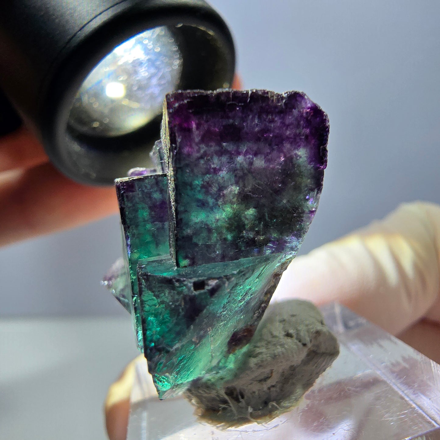 Phantom Fluorit Würfel Stufe, parkettiert grün lila Okorusu, Namibia 33*25*19mm