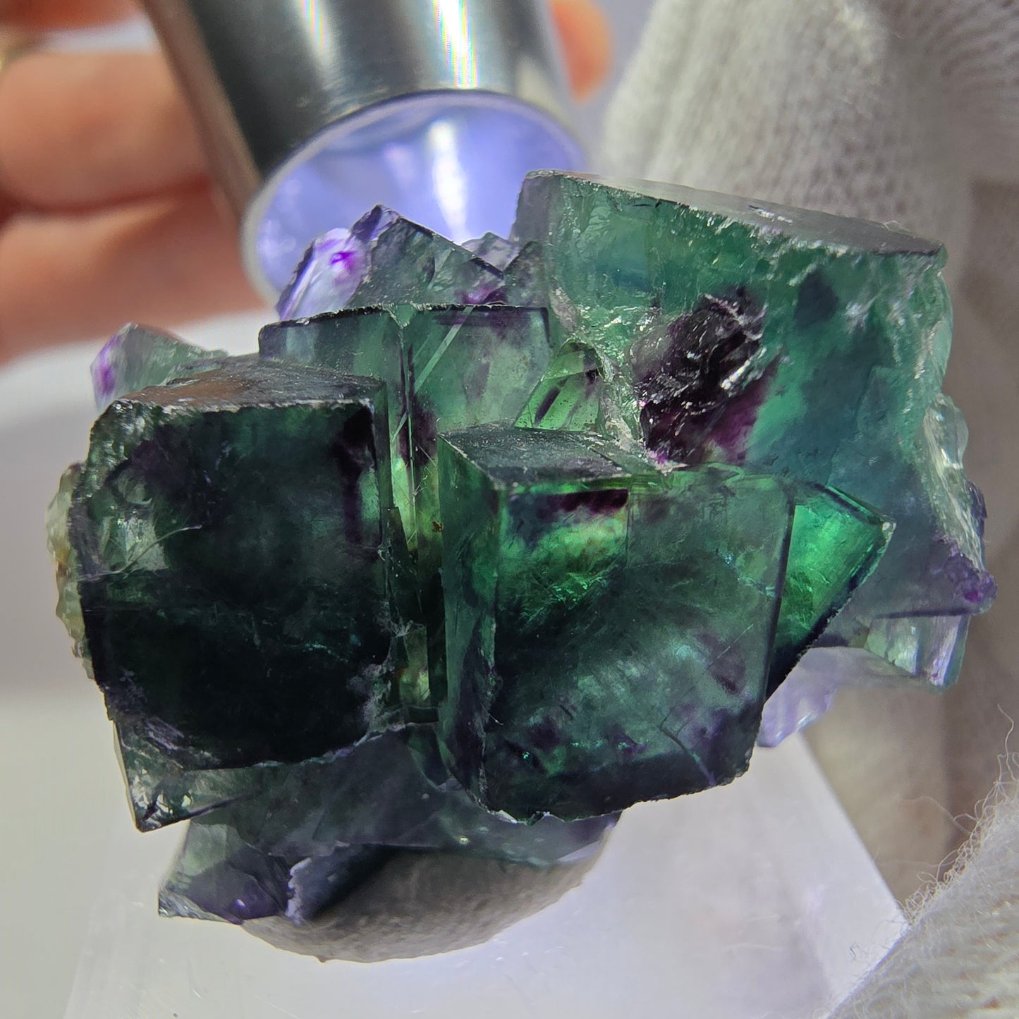 Clear Phantom Fluorite Cube Specimen zonal green purple Okorusu, Namibia 32*24*15mm