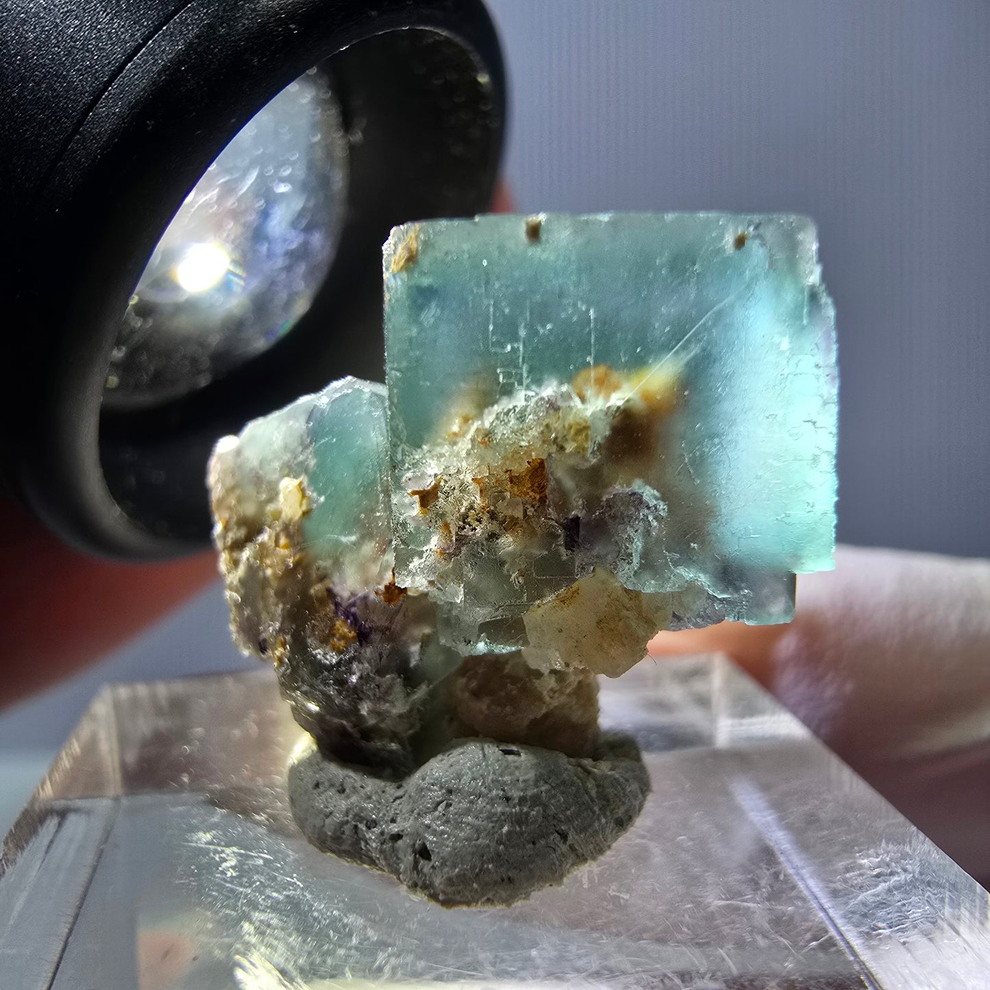 Seltene Phantom Fluorit Würfel Stufe, grün Okorusu, Namibia 22*19*18mm