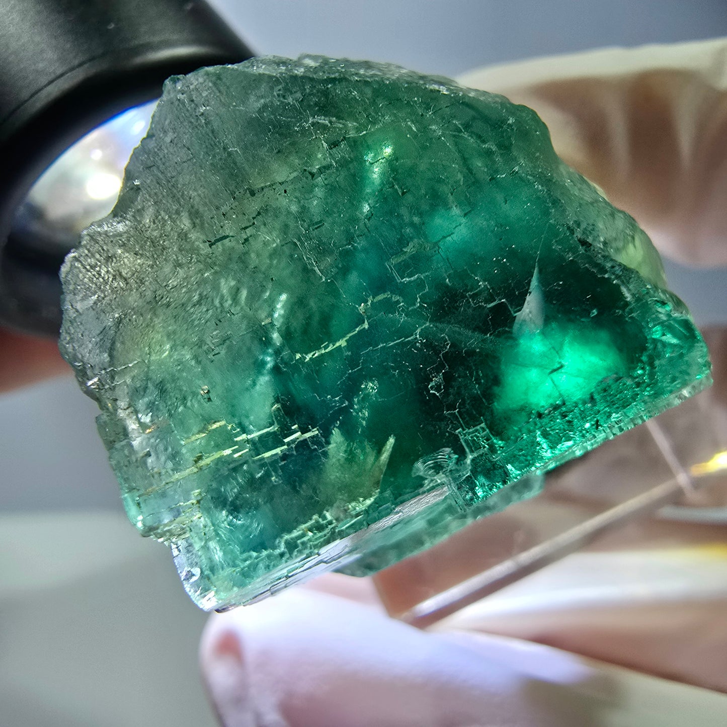 Klarer Phantom Fluorit Würfel parkettiert, grün Okorusu, Namibia 38*25*25mm