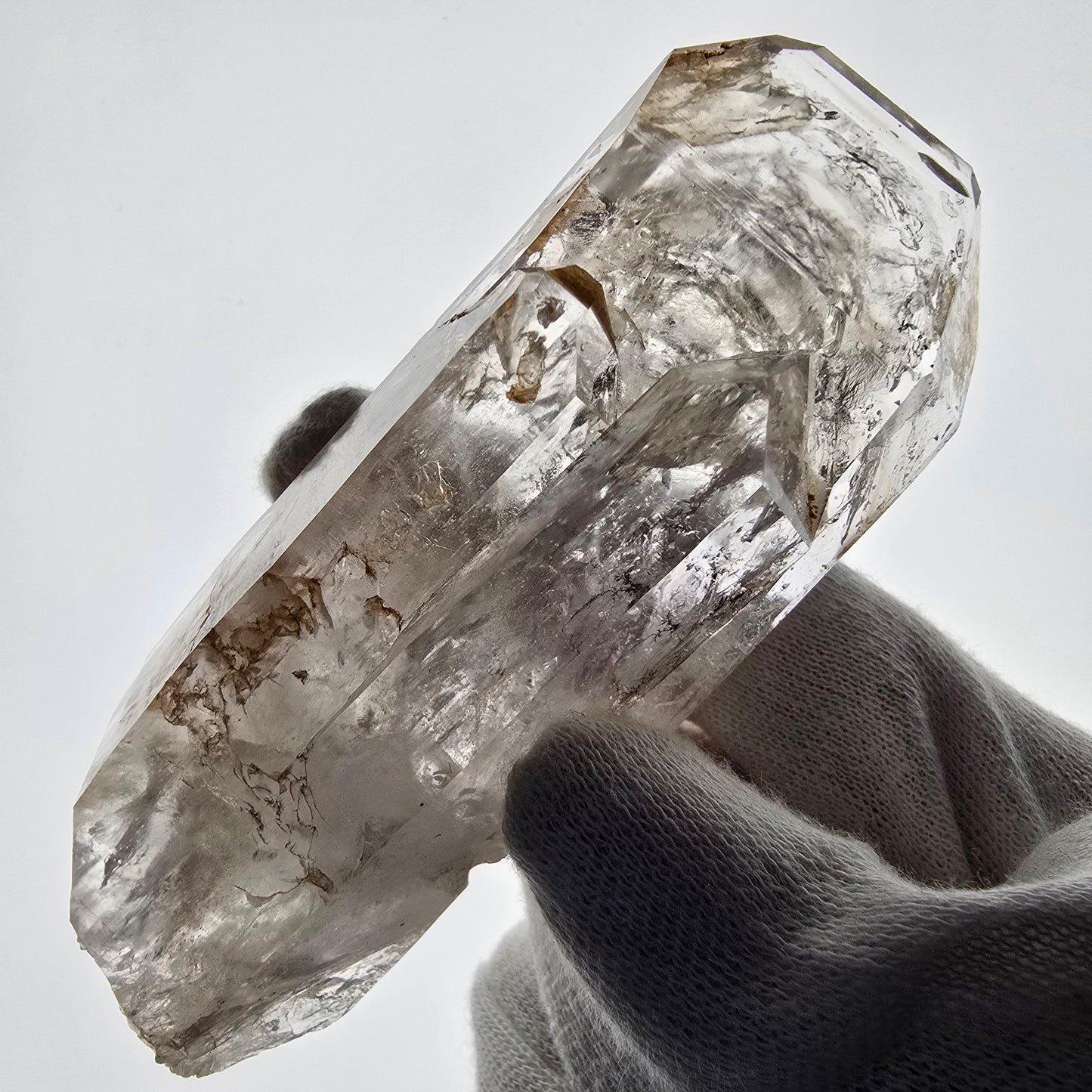 Sceptre en quartz fumé lémurien Enhydro, 1x Goboboseb de poche Bubble Valentine Namibie 96 x 38 x 25 mm