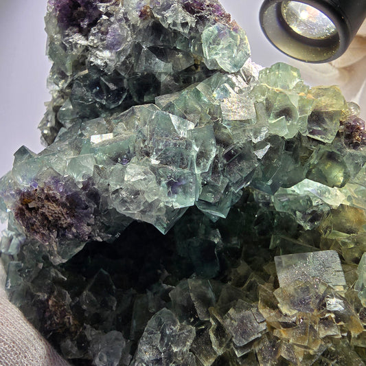 Spécimen de cube de fluorite fantôme XL, parqueté, vert violet Okorusu, Namibie 181*124*74mm