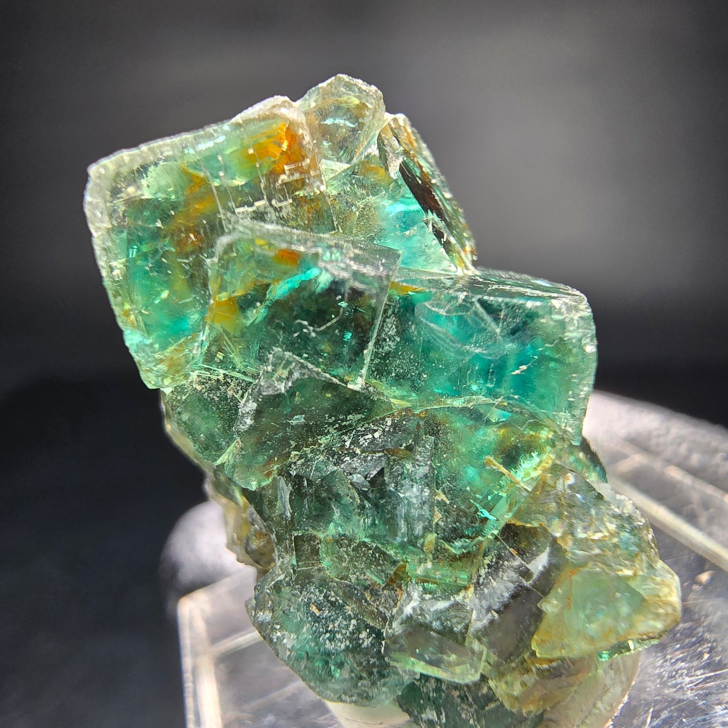 Seltene klare Phantom Fluorit Würfel Stufe grün Okorusu, Namibia 25*18*17mm