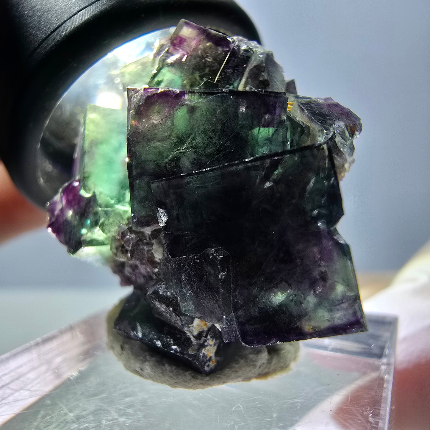 Phantom Fluorit Würfel Stufe, grün lila Okorusu, Namibia 28*25*16mm
