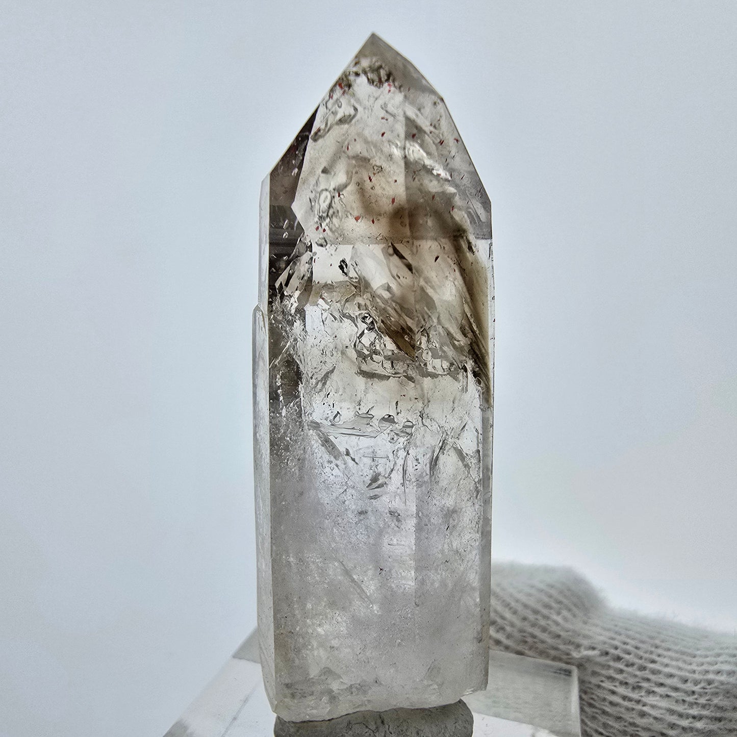 Enhydro Phantom Rauchquarz Lemurian Quarz, 4x Blase Goboboseb Namibia 48*16*11mm