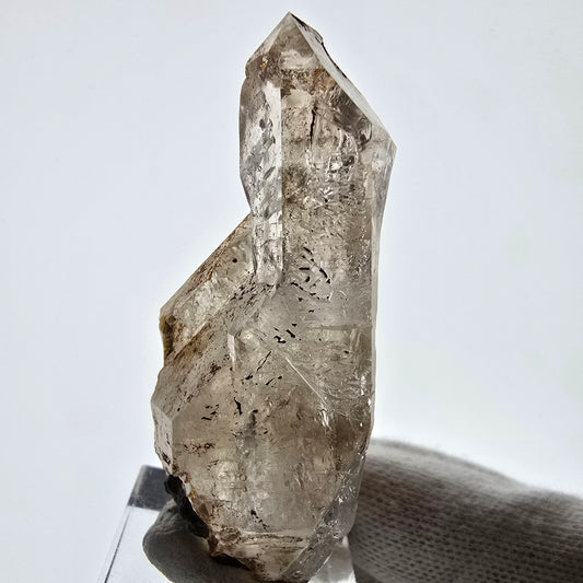 Sceptre de poche en quartz fumé fantôme squelette, Namibie, 62 x 23 x 18 mm