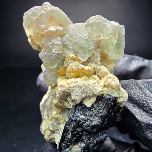 Phantom Fluorite Cube, Schorl Tourmaline Specimen Erongo Namibia 45*34*29mm Collection