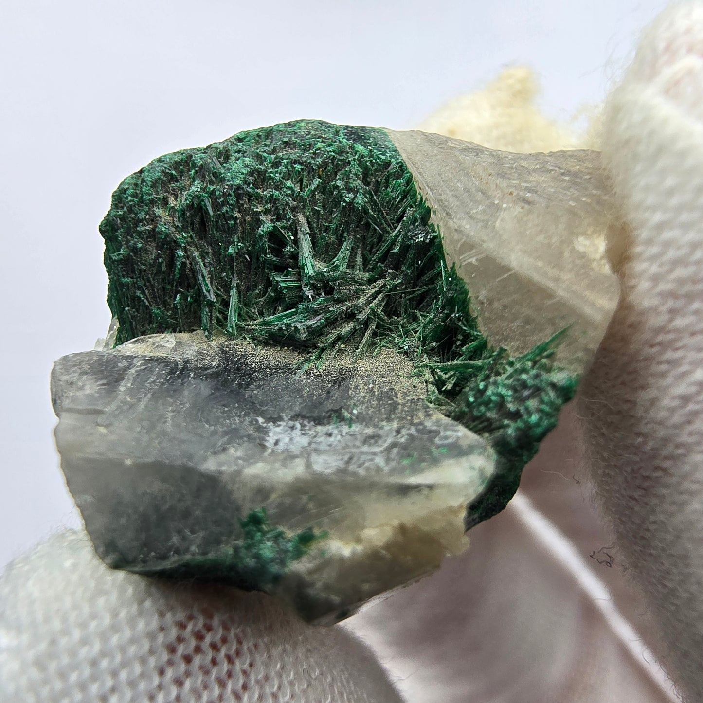 Rare Malachite on Quartz Specimen Kaokoveld, Namibia 26*19*13mm Collection