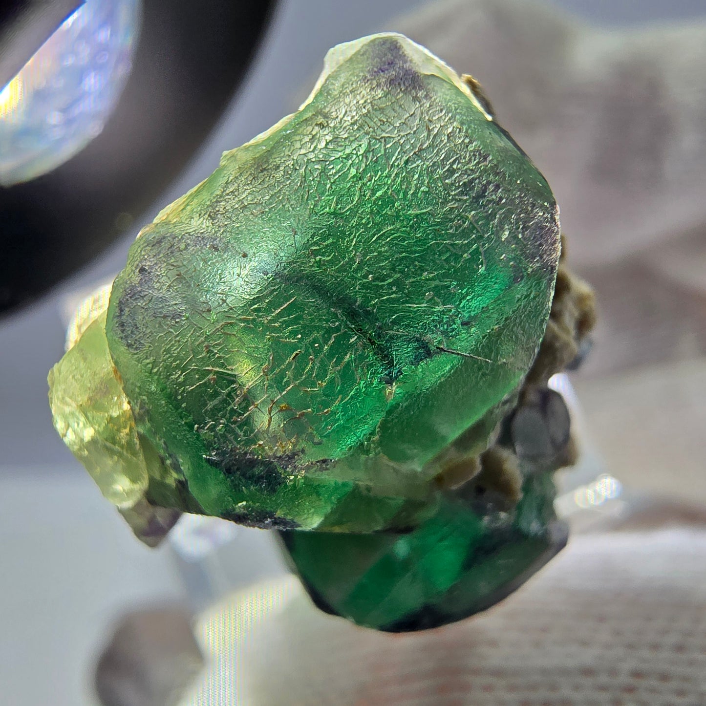 Cube de fluorite fantôme zonal, spécimen d'orthose, Erongo, Namibie, 31 x 23 x 19 mm