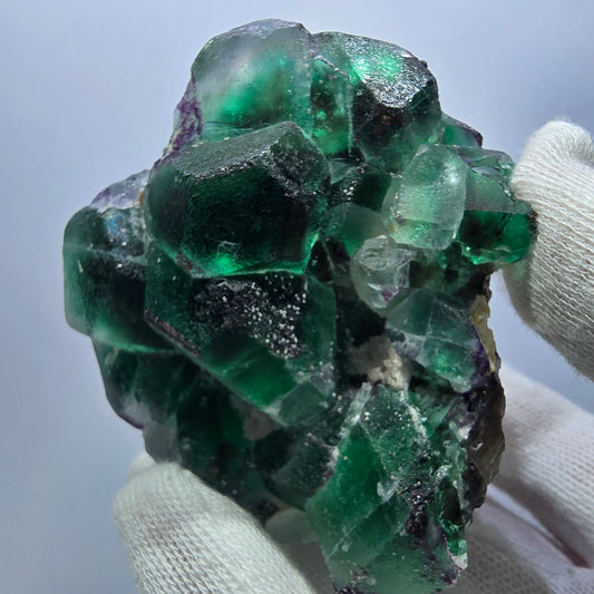 Seltene Phantom Fluorit zonal, Schörl Turmalin Hyalit Erongo, Namibia 79*70*56mm