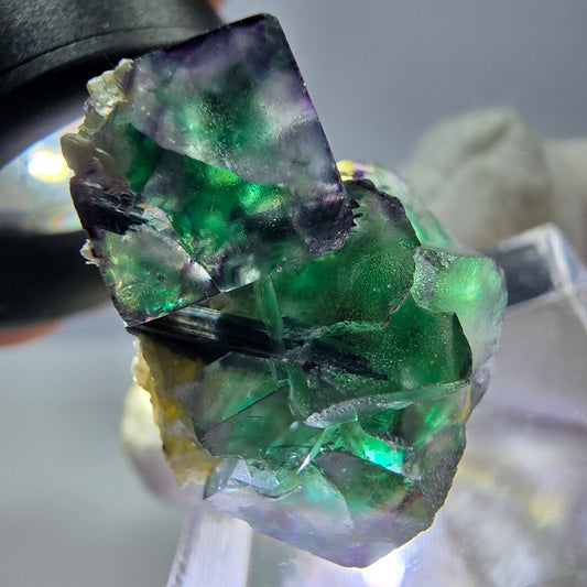 Phantom Fluorit Würfel zonal, Schörl Turmalin Muskovit Erongo Namibia 26*19*15mm