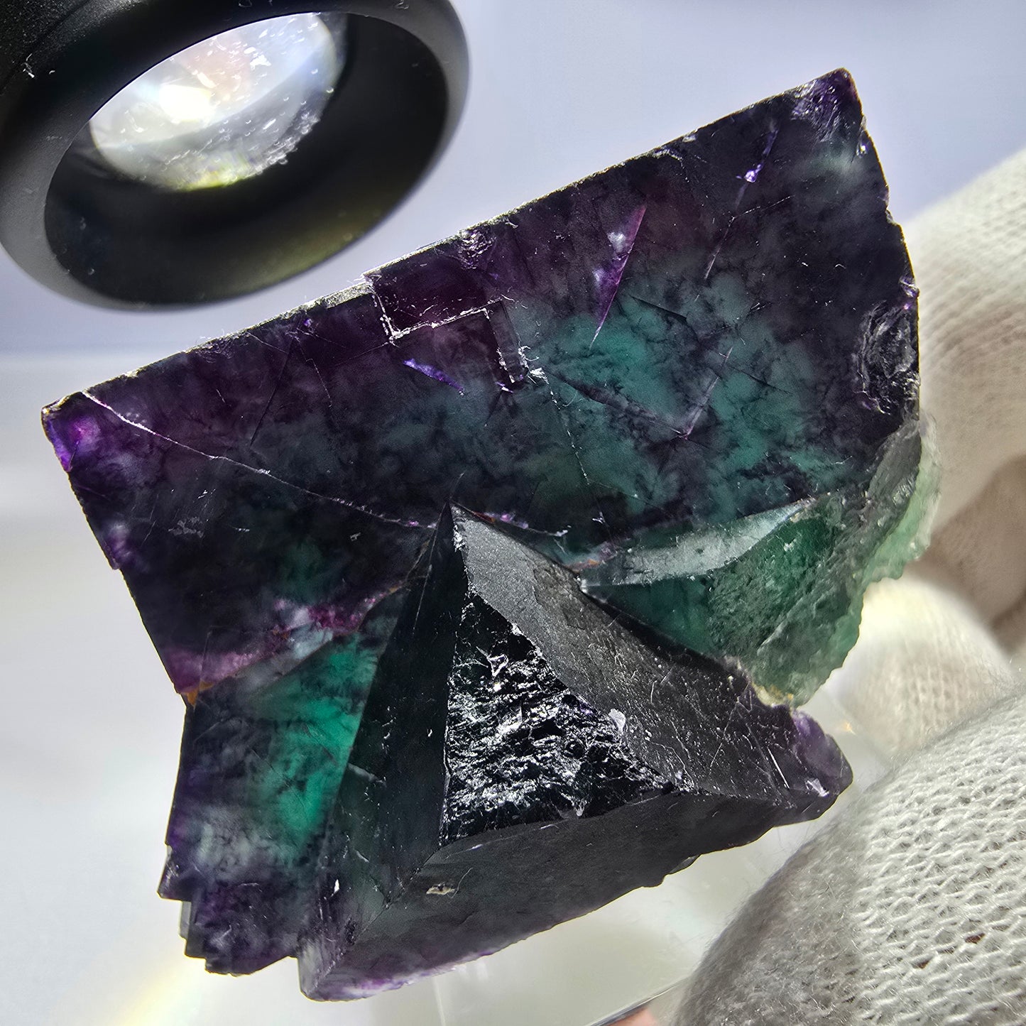 Seltene Phantom Fluorit Würfel Stufe zonal grün lila Okorusu, Namibia 54*48*44mm
