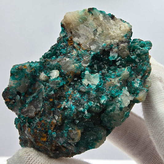 Seltene Dioptas auf Quarz Stufe Kaokoveld, Namibia 62*39*26mm Mineraliensammlung
