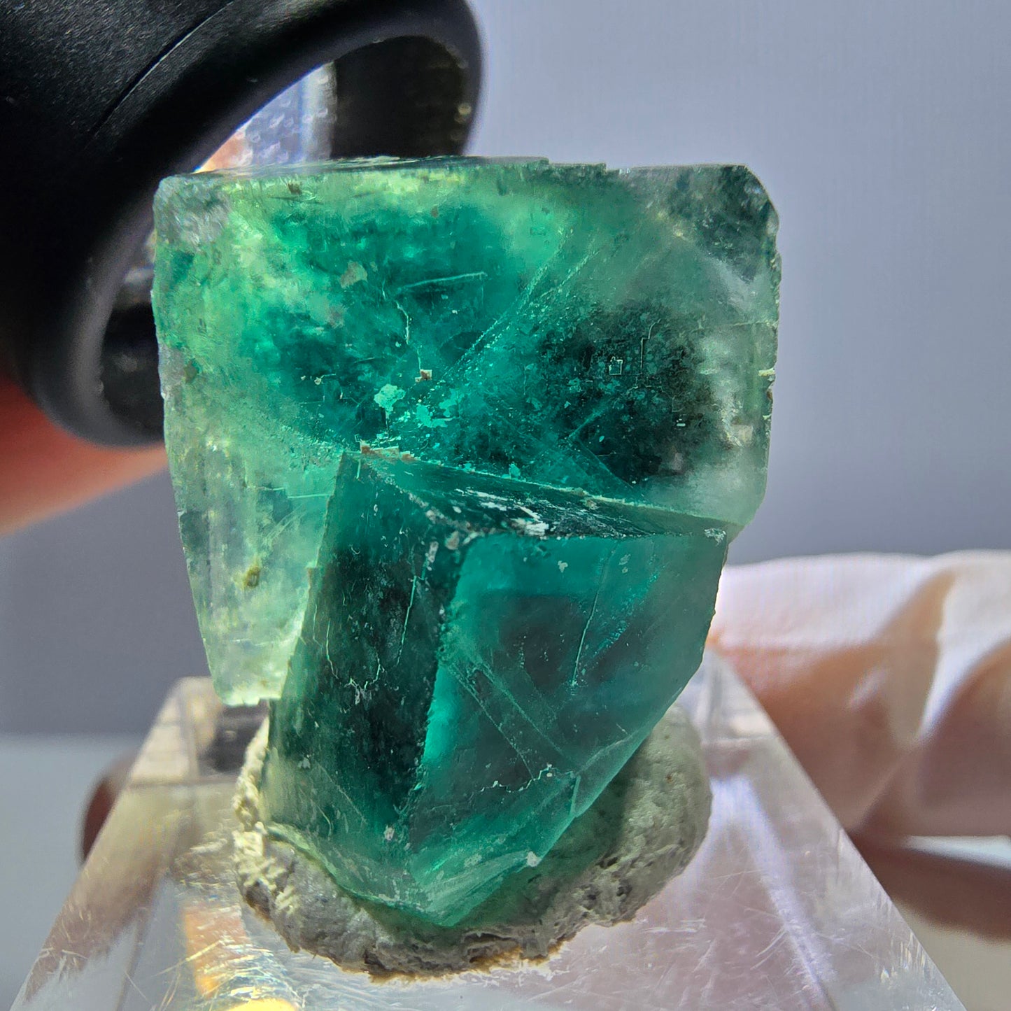 Spécimen de cube de fluorite fantôme, parquet vert Okorusu, Namibie 25 x 21 x 19 mm