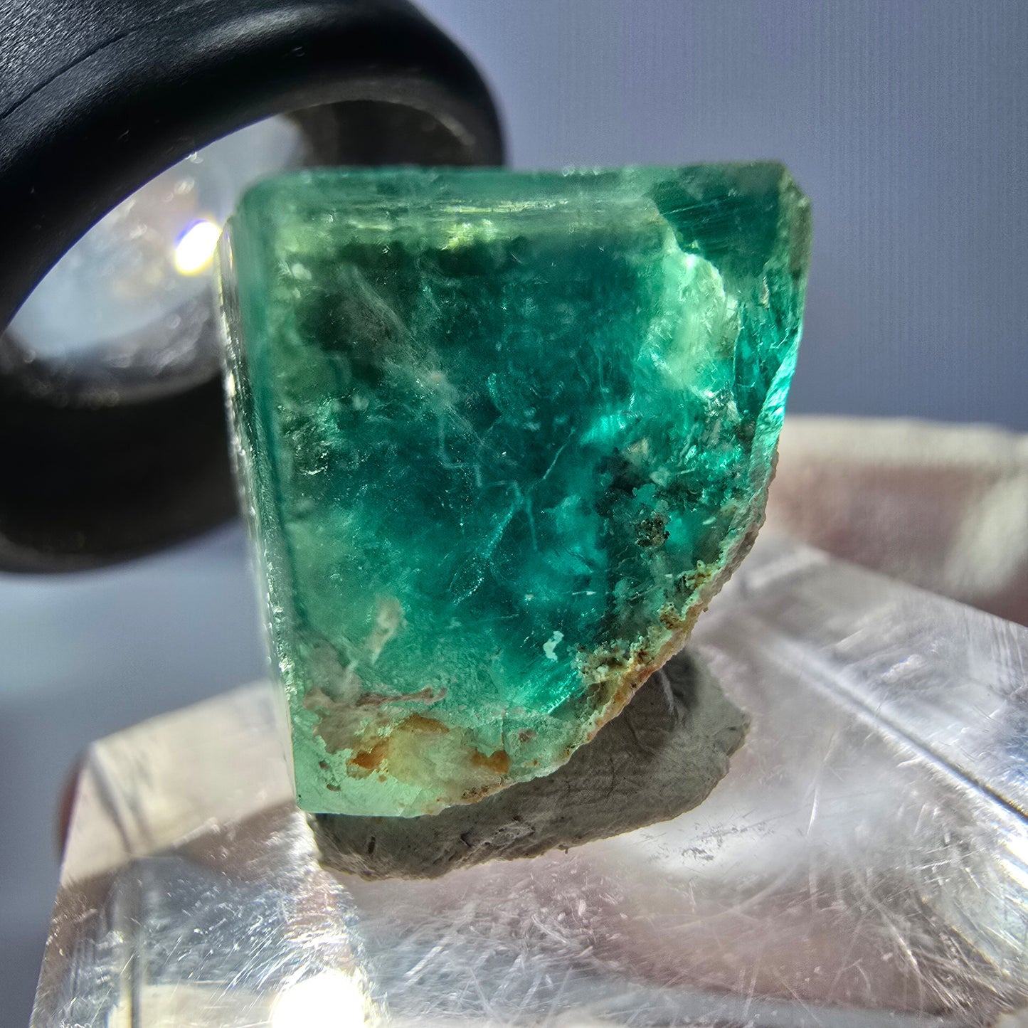 Cube de fluorite fantôme transparente parquetée, vert Okorusu, Namibie 15 x 15 x 13 mm