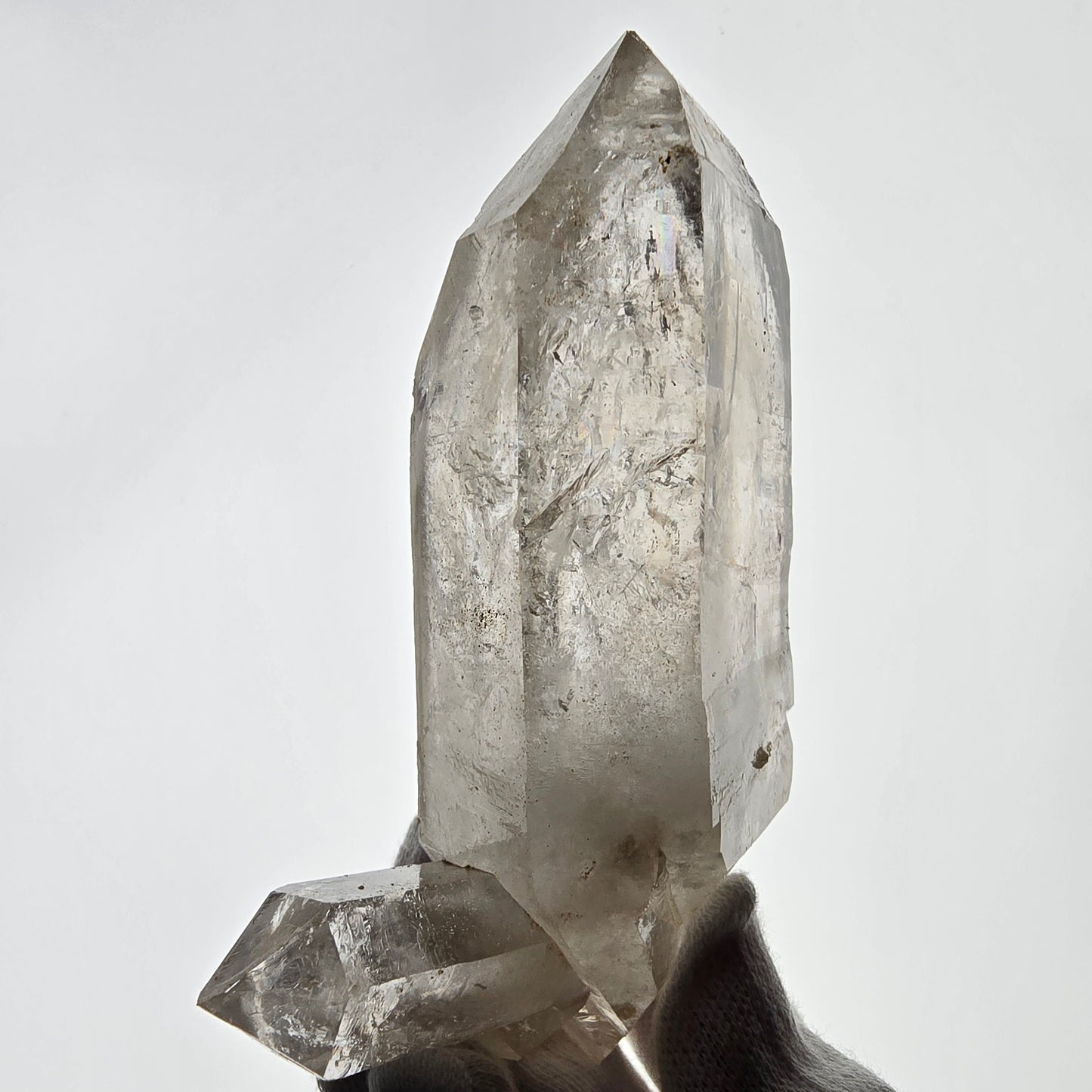 Quartz fumé squelette Enhydro DT, calcite UV, 3x Bubble Valentine Pocket Namibie 121 x 76 x 35 mm