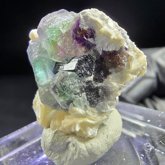 Phantom Fluorite, Schörl Tourmaline, Muscovite step 20*19*16mm from Erongo, Namibia