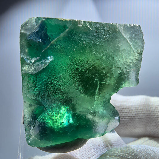 Rare cube de fluorite fantôme, vert turquoise, Okorusu, Namibie, 42 x 31 x 26 mm