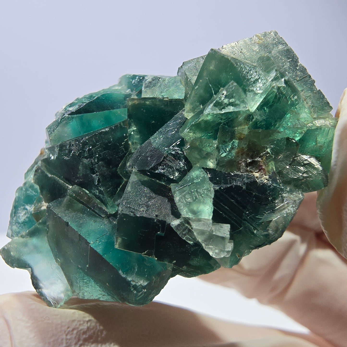Spécimen de cube de fluorite fantôme transparente, vert Okorusu, Namibie 44 x 34 x 21 mm