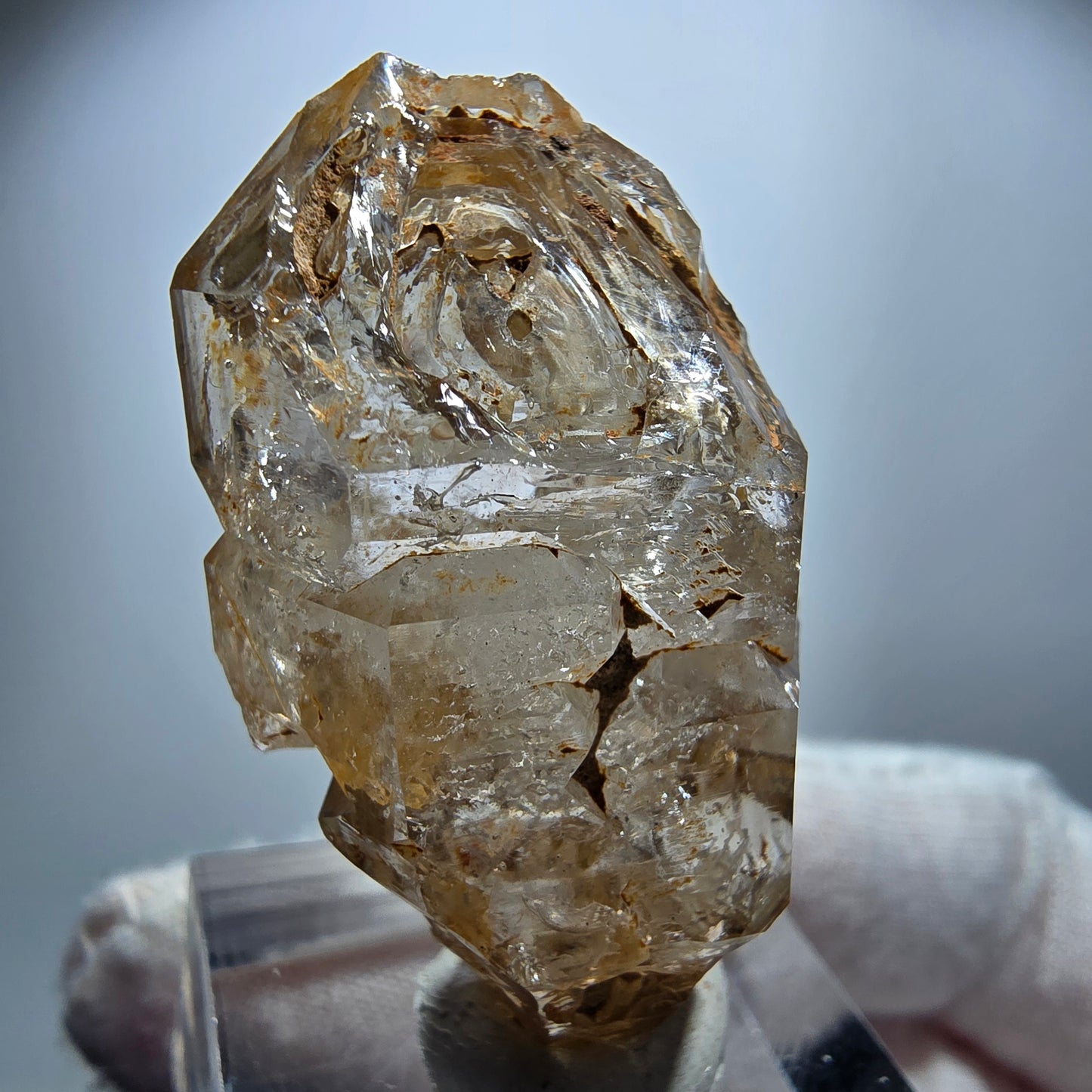 Klare Phantom Rauchquarz Skelett Zepter Spitze Goboboseb, Namibia 40*23*16mm