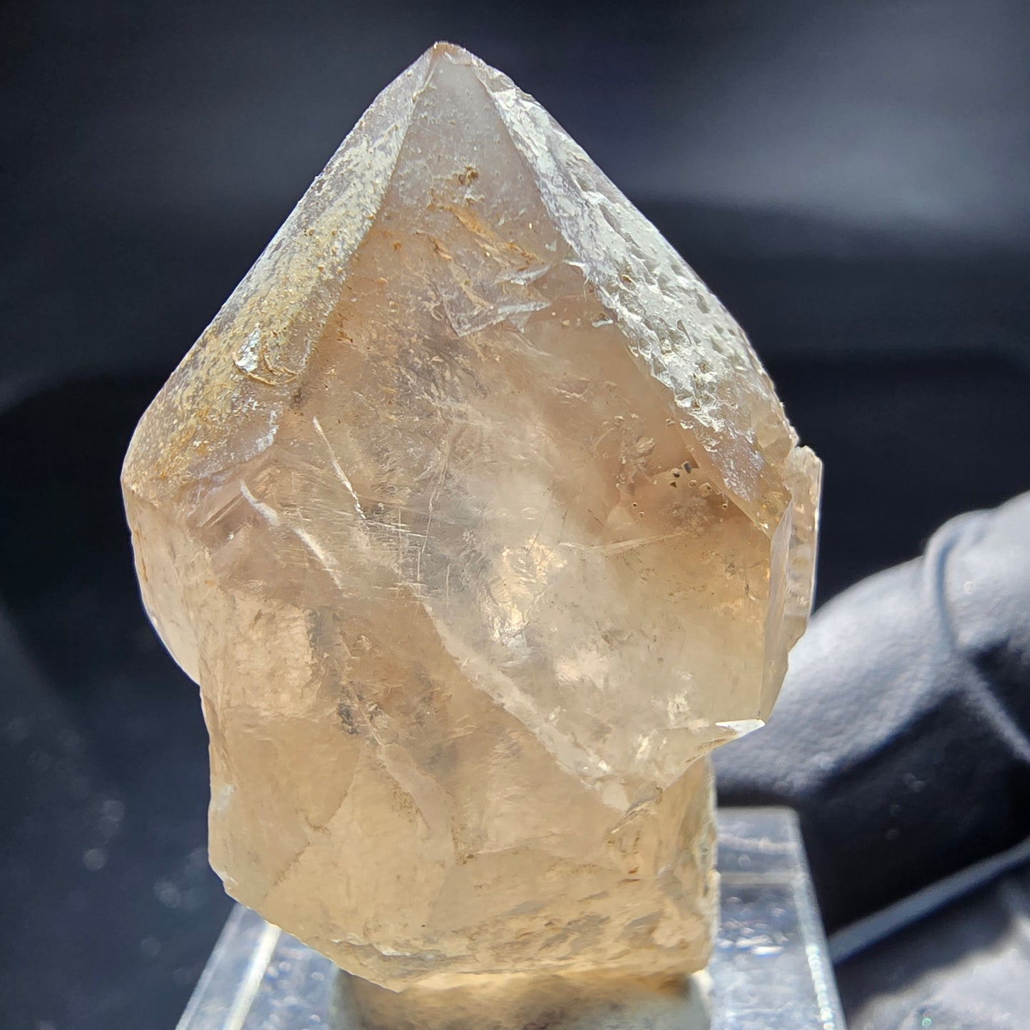 Schöne Phantom Rauchquarz Zepter Hyalit Spitze Erongo, Namibia 39*24*15mm